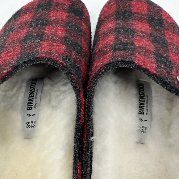 Birkenstock Zermatt Rivet Women’s 8 Wool Clogs Narrow Unisex Slippers Plaid Red - Picture 5 of 12